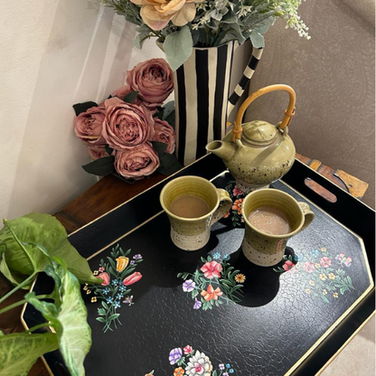 Metal Serving Tray Floral Printed