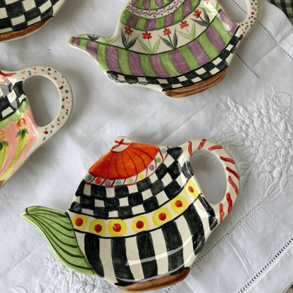 Hand painted and hand made ceramic pottery  Cookie plate / teabag rest