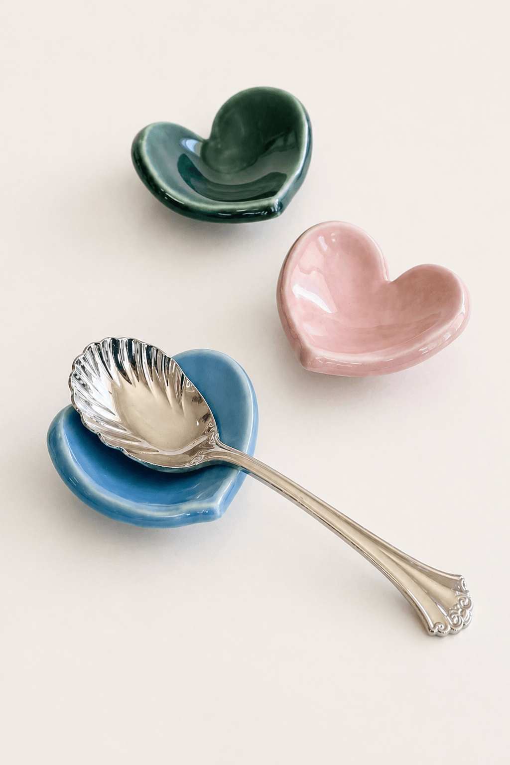 Handmade Ceramic Heart Spoon Rest – Cute Tea Tray Essential