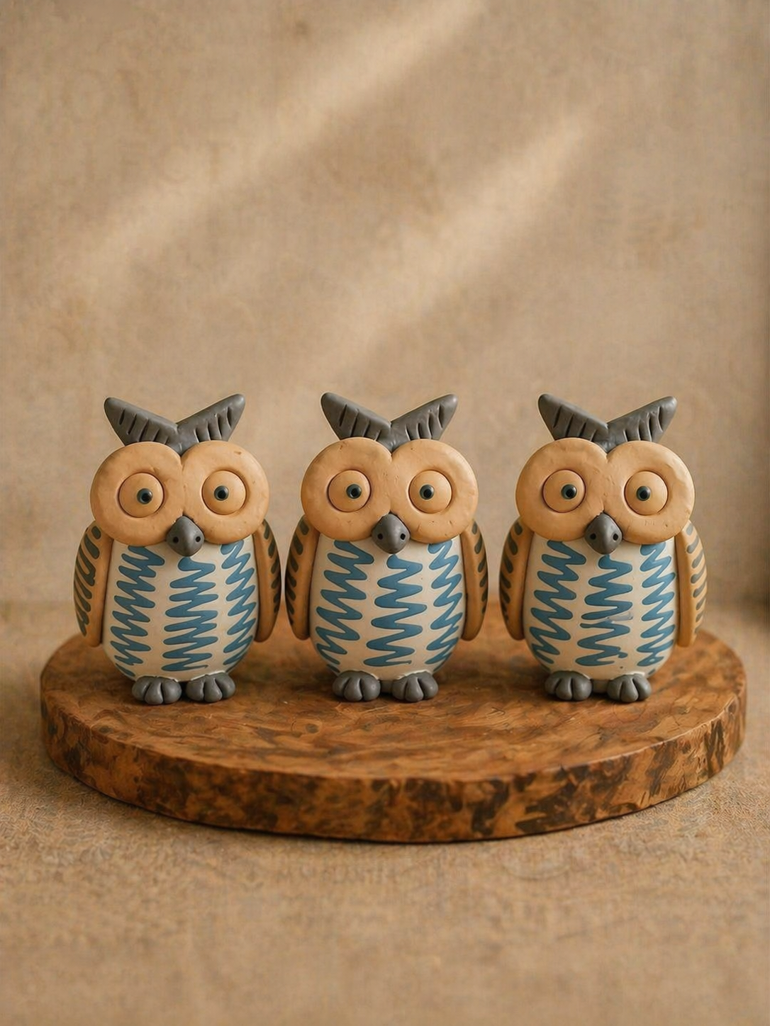 Handcrafted Ceramic Owl Table Décor – Hand Painted Mini Showpiece (4.5 Inch)