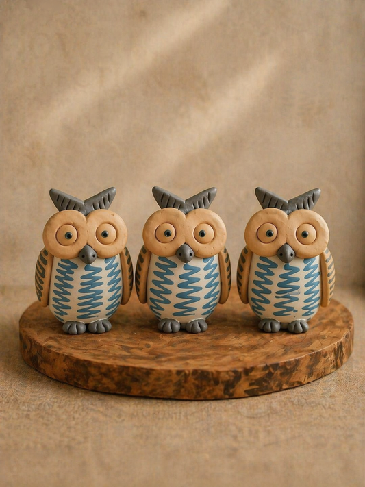 Handcrafted Ceramic Owl Table Décor – Hand Painted Mini Showpiece (4.5 Inch)