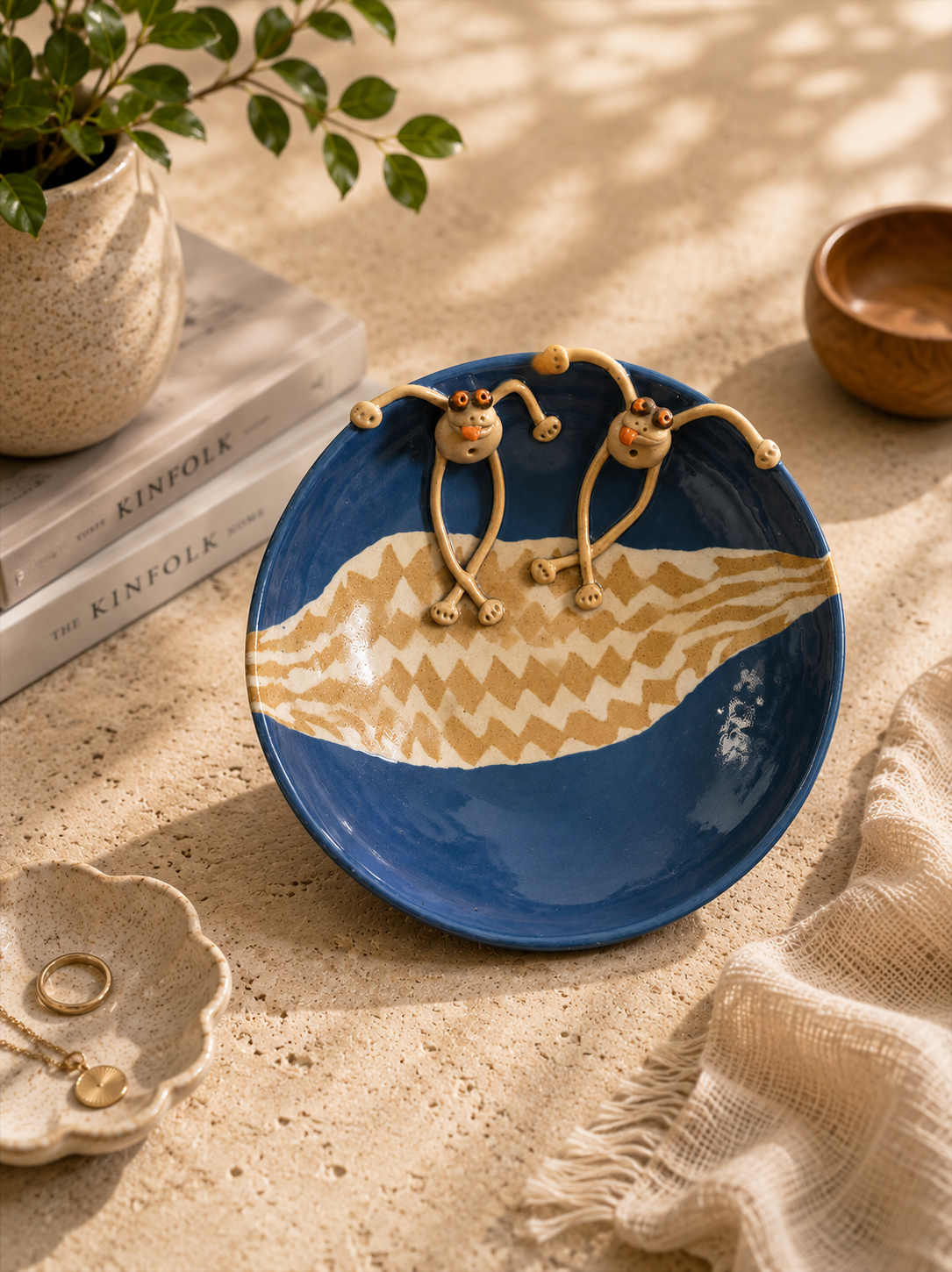 Yellow Frogs Bowl – Handmade Ceramic Bowl with Playful Frog Design