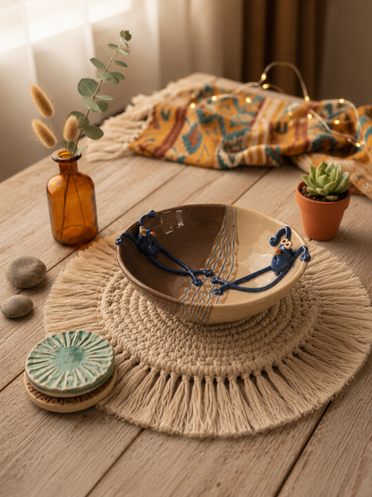 Blue Frogs Bowl – Handmade Ceramic Art Bowl