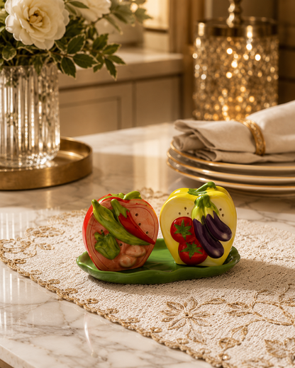 Garden Fresh Capsicum Ceramic Salt & Pepper Shakers Set