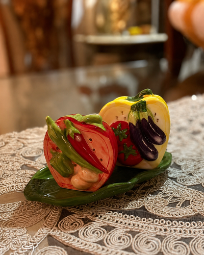 Garden Fresh Capsicum Ceramic Salt & Pepper Shakers Set