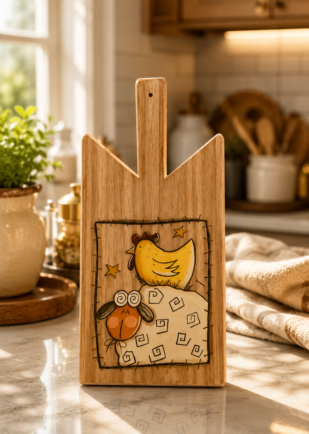 Rustic Farmhouse Wooden Cheese Board – Handcrafted Serving & Décor Board