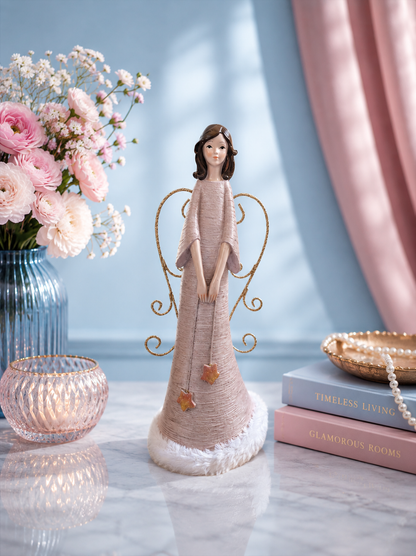 Elegant Angel Figurine with Detachable Metal Wings
