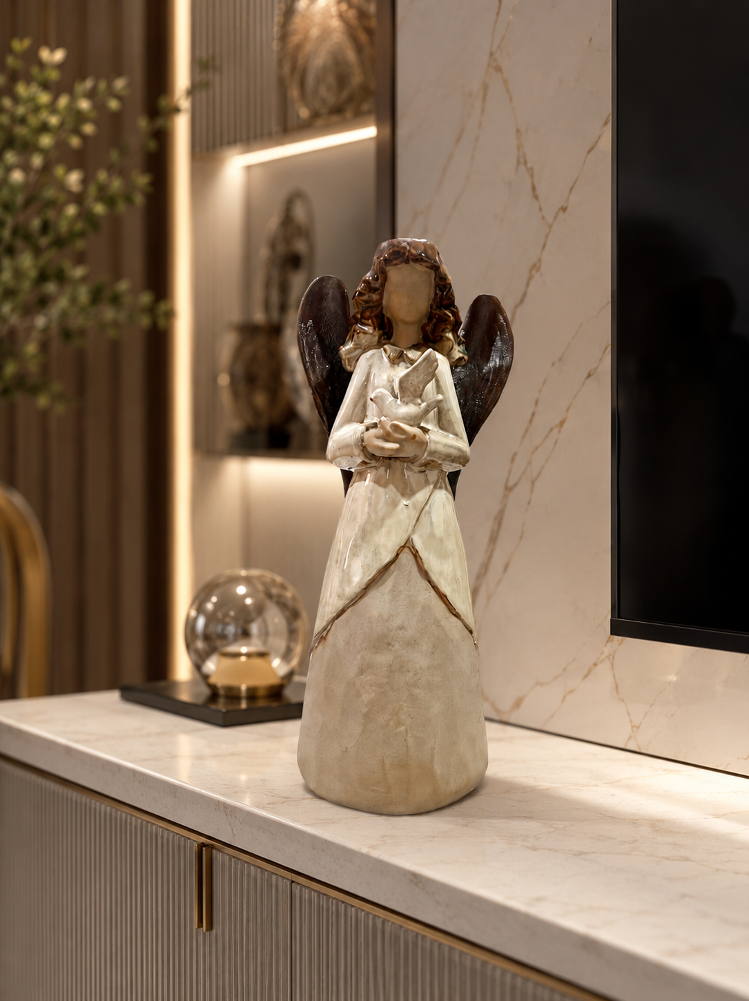 Grand Ceramic Angel Figurine – Premium Statement Home Décor