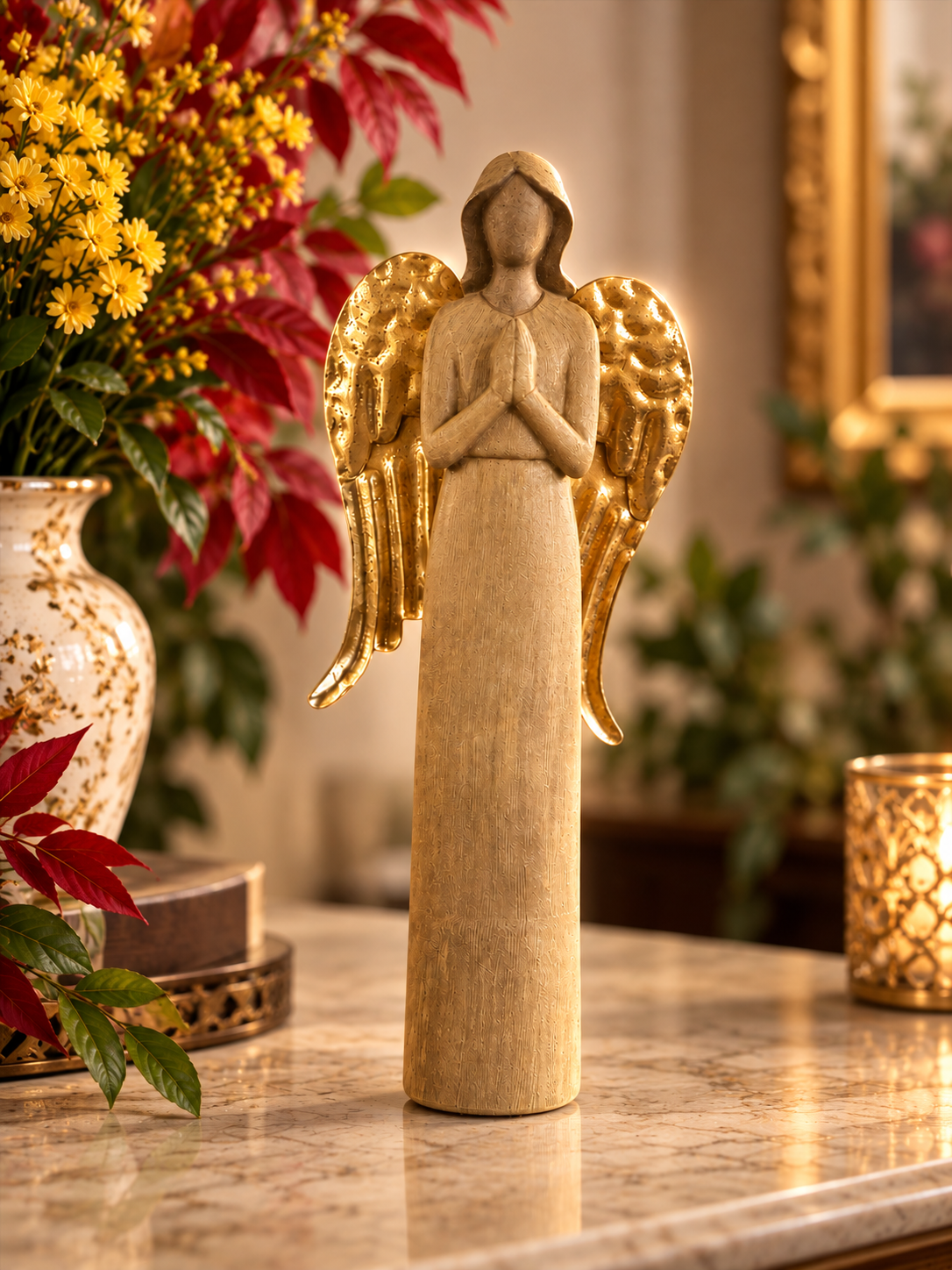 Resin & Copper Wing Angel Figurine