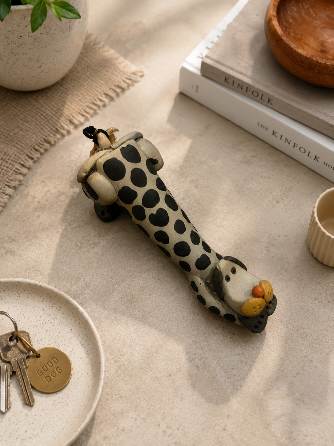 Handcrafted Ceramic Dog Table Décor – Hand Painted Mini Showpiece (6 Inch)