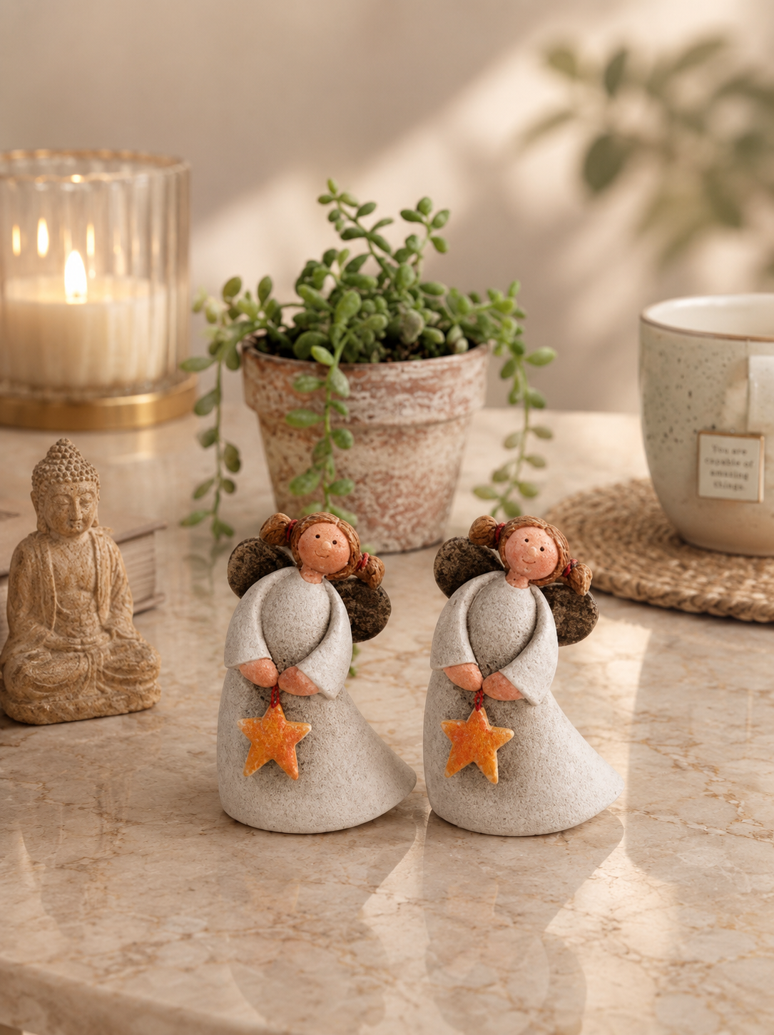 Small Adorable Miniature Angel Figurines – Resin Decorative Showpiece – 3 Inch