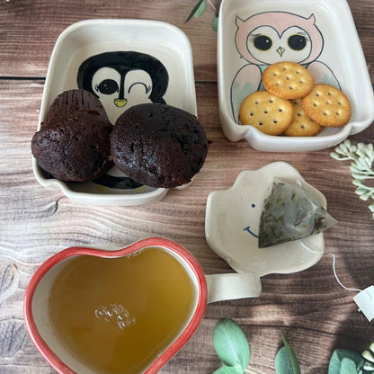 Beautiful Penguin Cookies and Tea Bag Rest - Ceramic