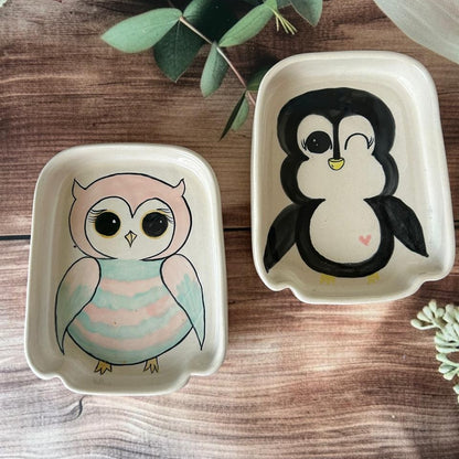Beautiful Penguin Cookies and Tea Bag Rest - Ceramic