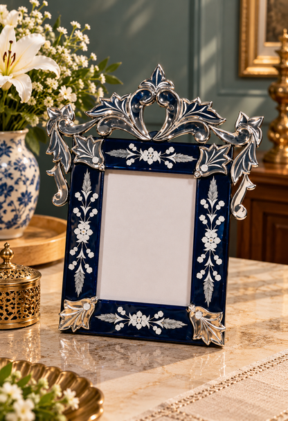 Elegant Blue Decorative Photo Frame