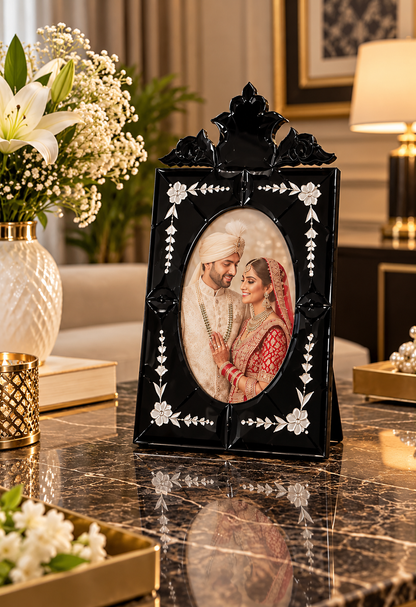 Black Ornate Floral Photo Frame