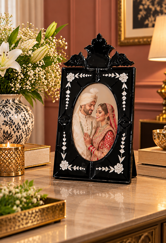 Black Ornate Floral Photo Frame