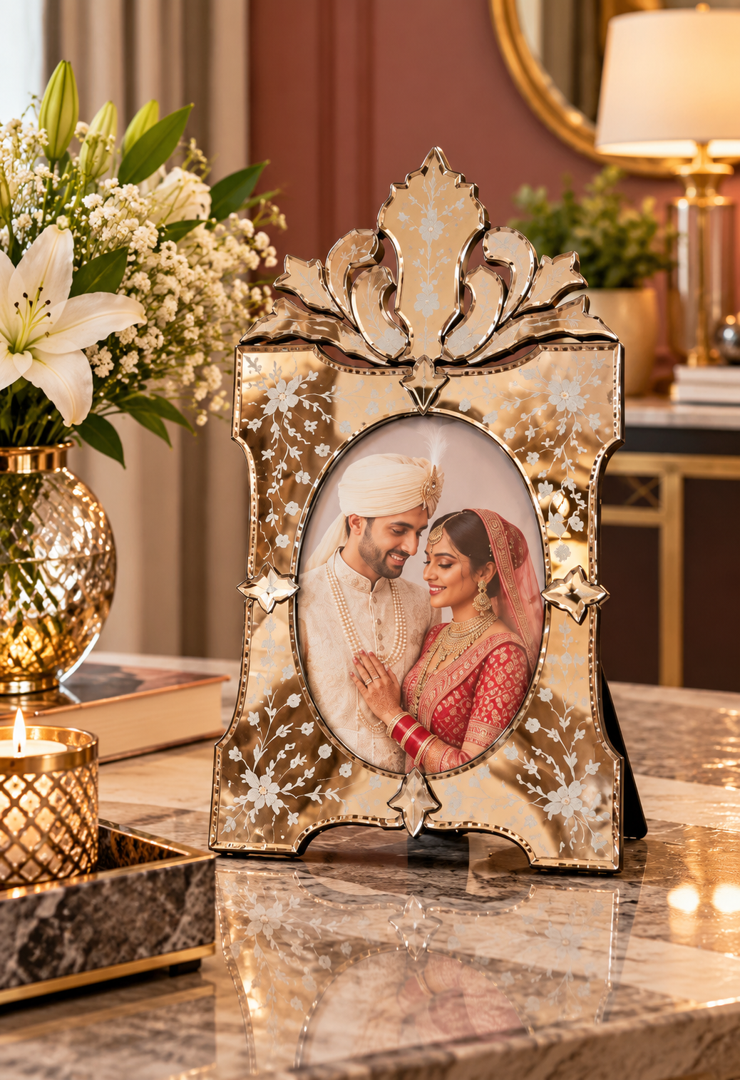 Ornate Mirrored Decorative Photo Frame