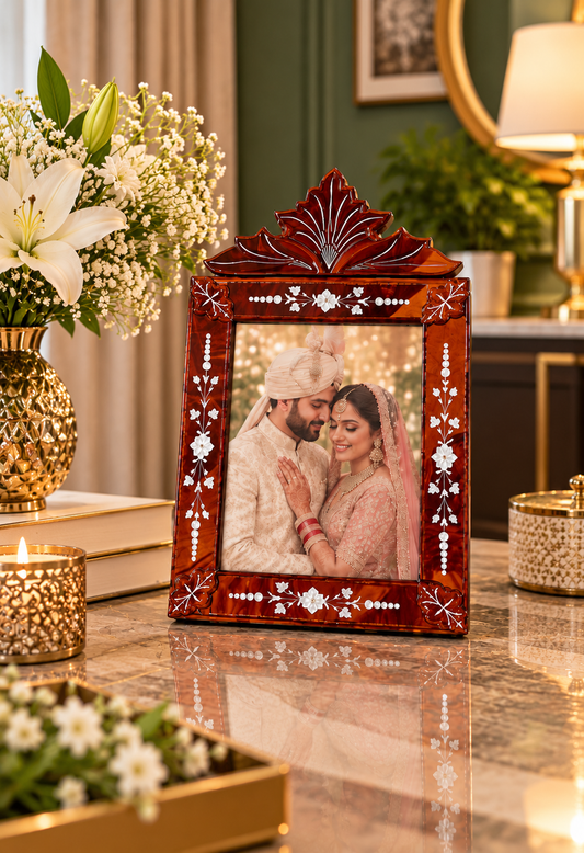 Royal Mahogany Floral Photo Frame