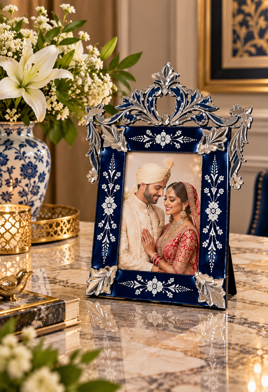 Elegant Blue Decorative Photo Frame