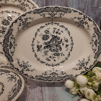 Oval Plate with Black Color Design Printed