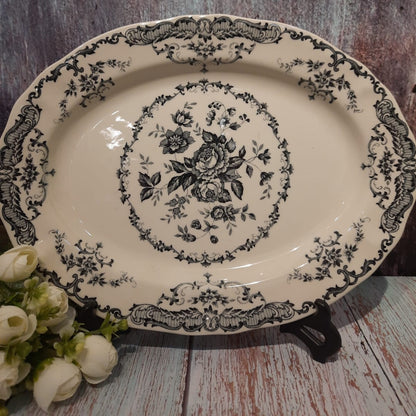 Oval Plate with Black Color Design Printed