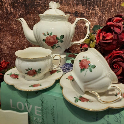 Porcelain Teapot with Single Rose Design