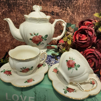 Porcelain Teapot with Single Rose Design