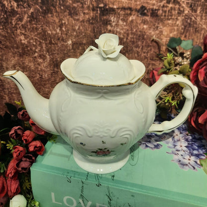 Porcelain Teapot with Single Flower Design