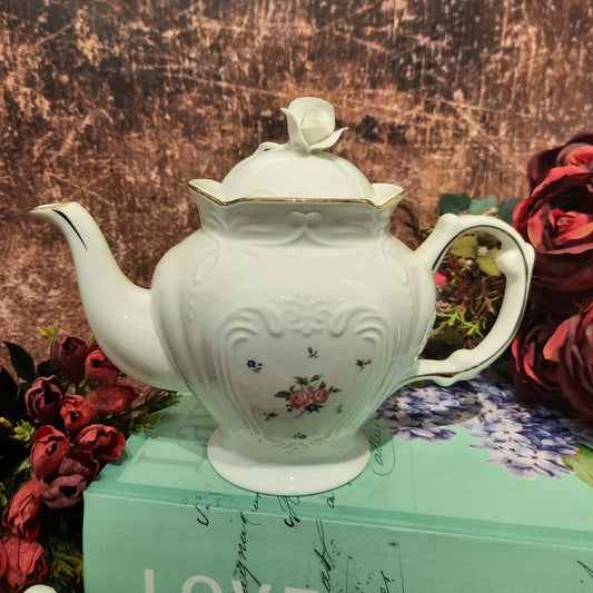 Porcelain Teapot with Single Flower Design