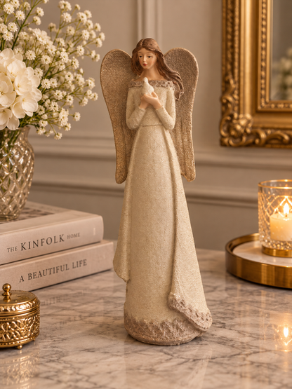 Resin Angel with Dove Figurine