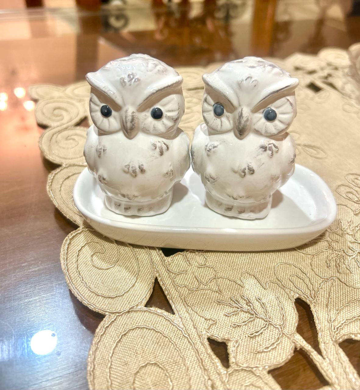 Ceramic Owl Shaker Set | Handmade Salt & Pepper