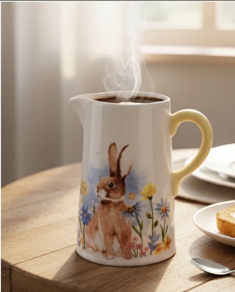 Floral Ceramic Jug with Rabbit Design | Navya