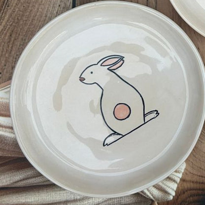 Ceramic Plate with Cute Rabbit Design