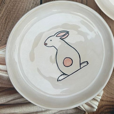 Ceramic Plate with Cute Rabbit Design