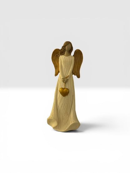 Elegant Angel Figurine with Heart – Resin & Wood Dust Decorative Showpiece – 10 Inch