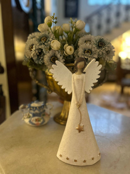Elegant Angel with Star Figurine – Resin & Wood Dust Decorative Showpiece – 10 Inch