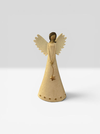 Elegant Angel with Star Figurine – Resin & Wood Dust Decorative Showpiece – 10 Inch