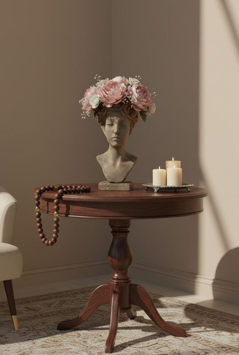 Elegant Poly Resin Bust Planter with Floral Head Wreath – Decorative Vase & Sculpture – 23 Inch