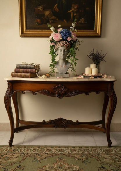 Elegant Poly Resin Bust Planter with Floral Head Wreath – Decorative Vase & Sculpture – 23 Inch