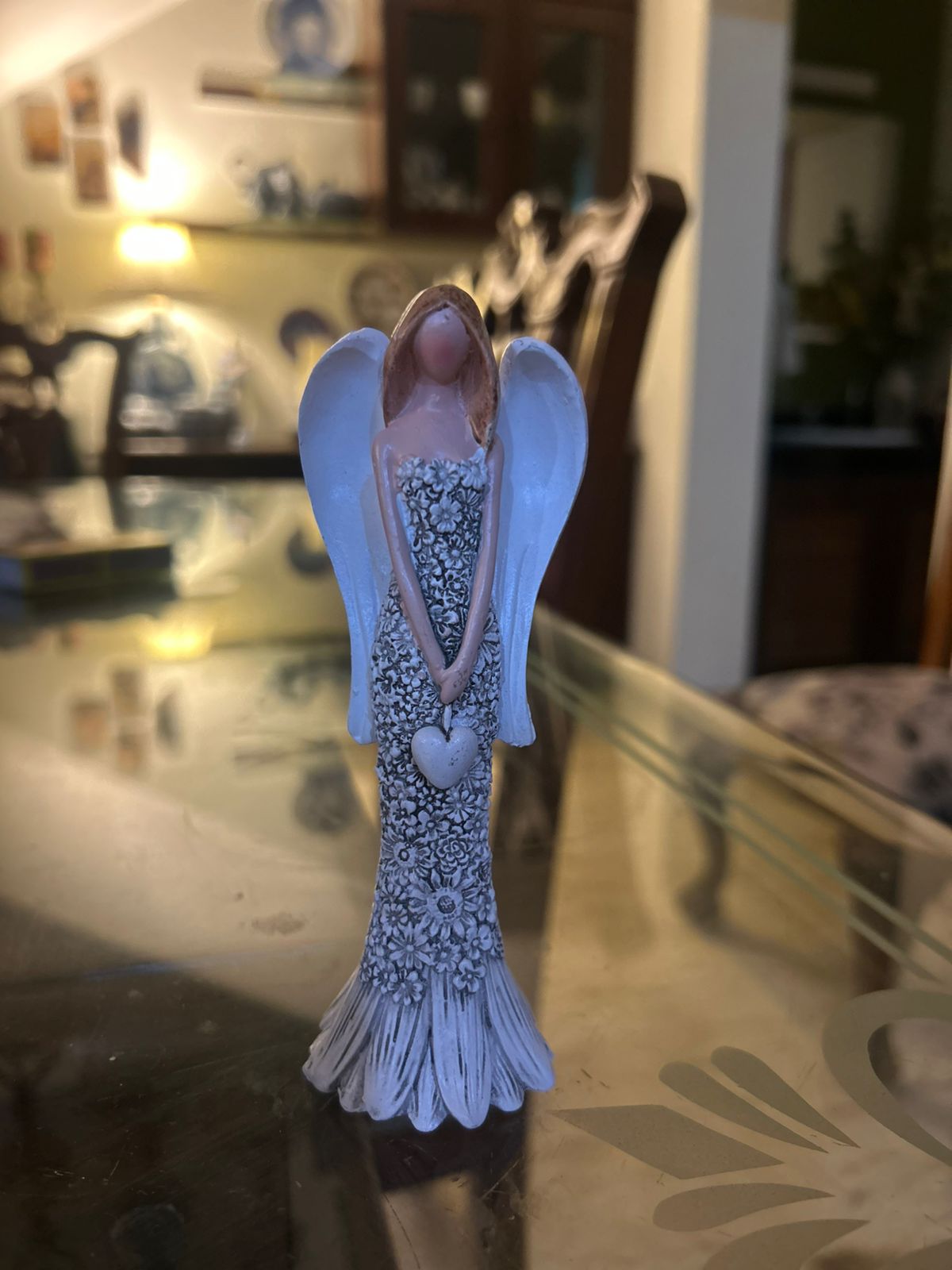 Angel with Embossed Dress – Elegant Dainty Decorative Figurine – 6 Inch