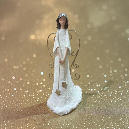 Elegant Angel Figurine with Detachable Metal Wings