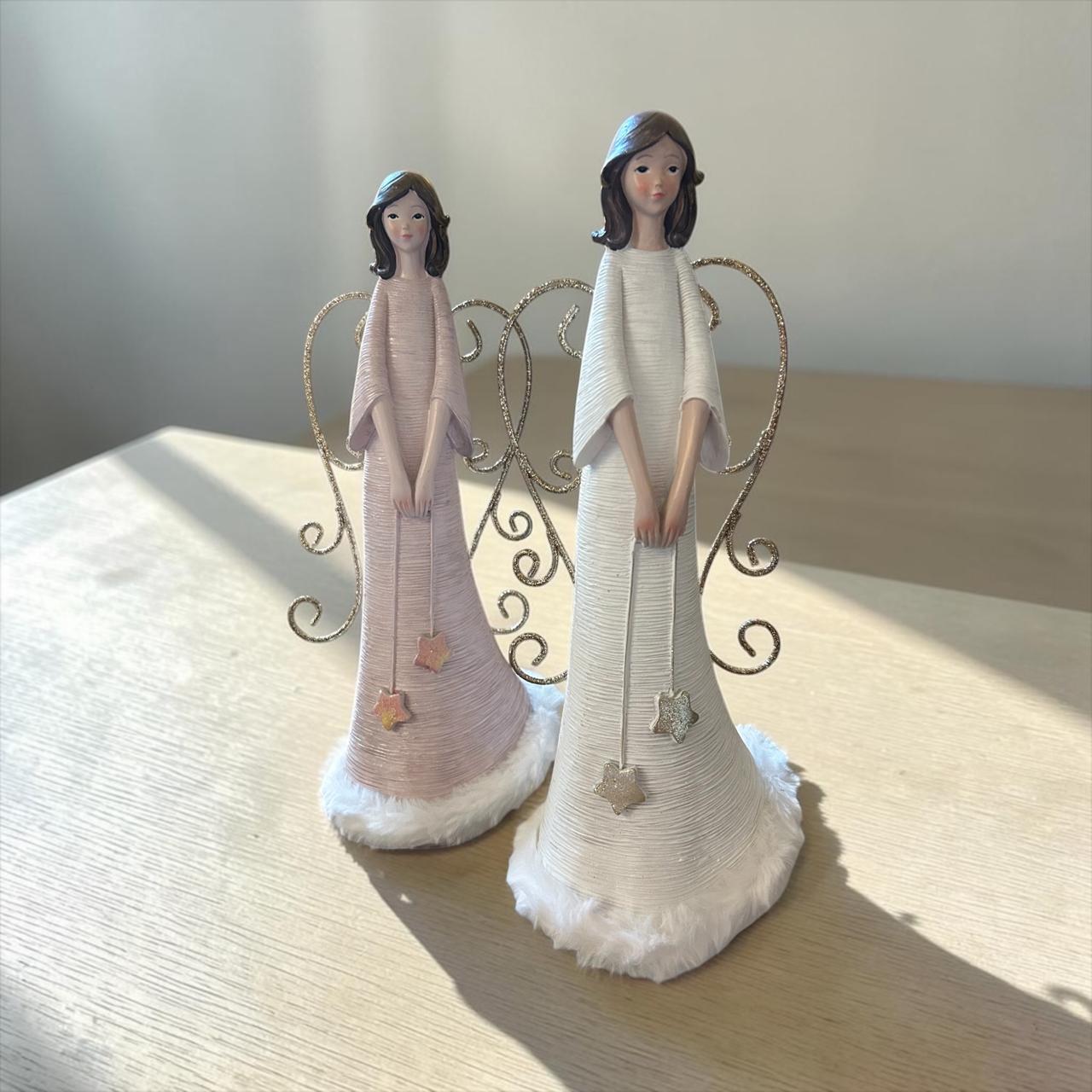 Elegant Angel Figurine with Detachable Metal Wings