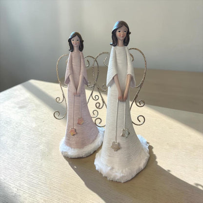 Elegant Angel Figurine with Detachable Metal Wings
