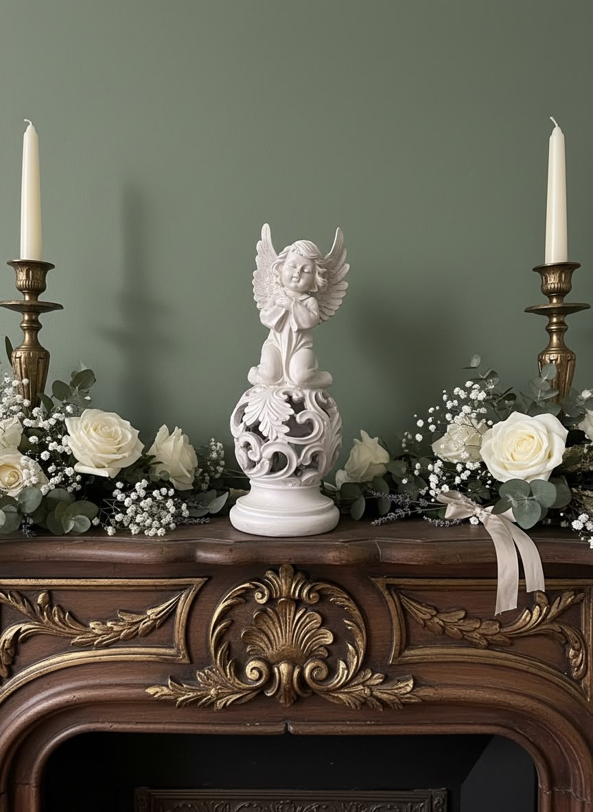 Cherub on Globe Angel Figurine – Graceful Poly Resin & Marble Dust Décor Statue