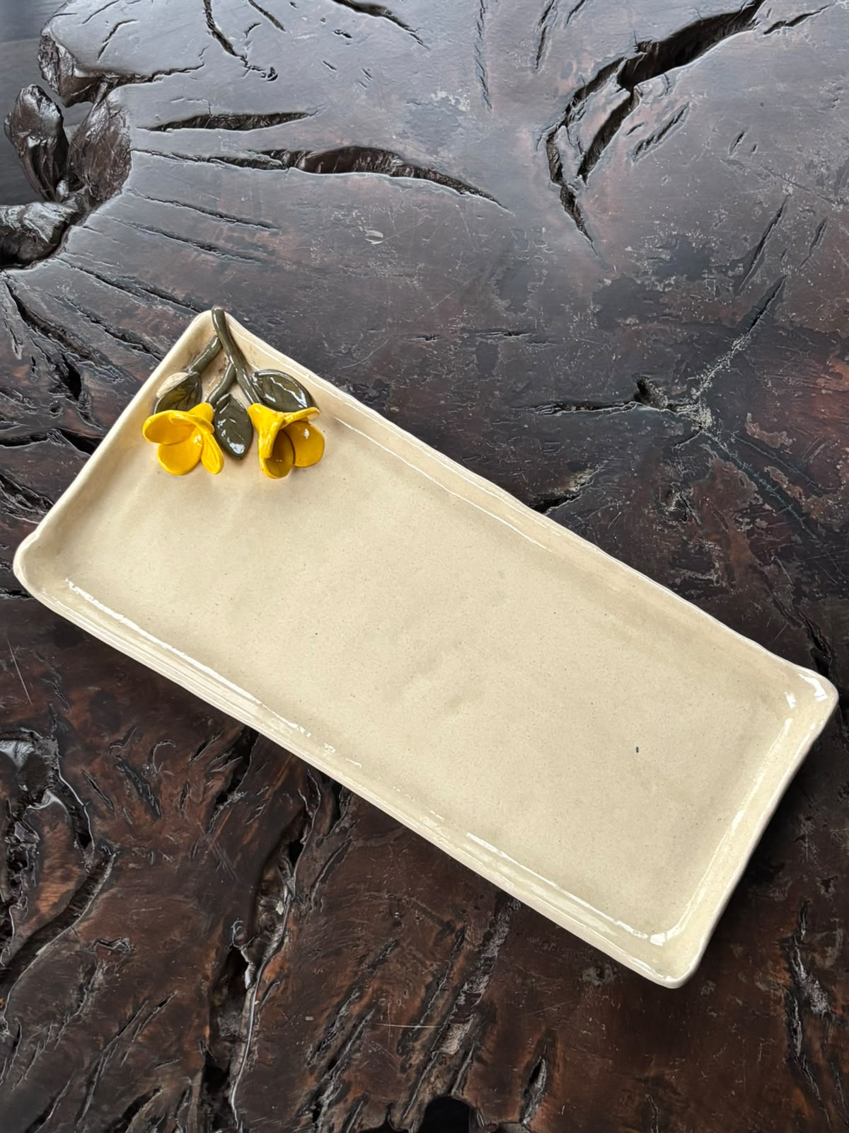 Handmade Ceramic Serving Platter with Bowl & Tulip Design | Elegant Serving Set for Snacks, Desserts & Entertaining