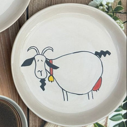 Ceramic Plate with Sheep & Pasture Design