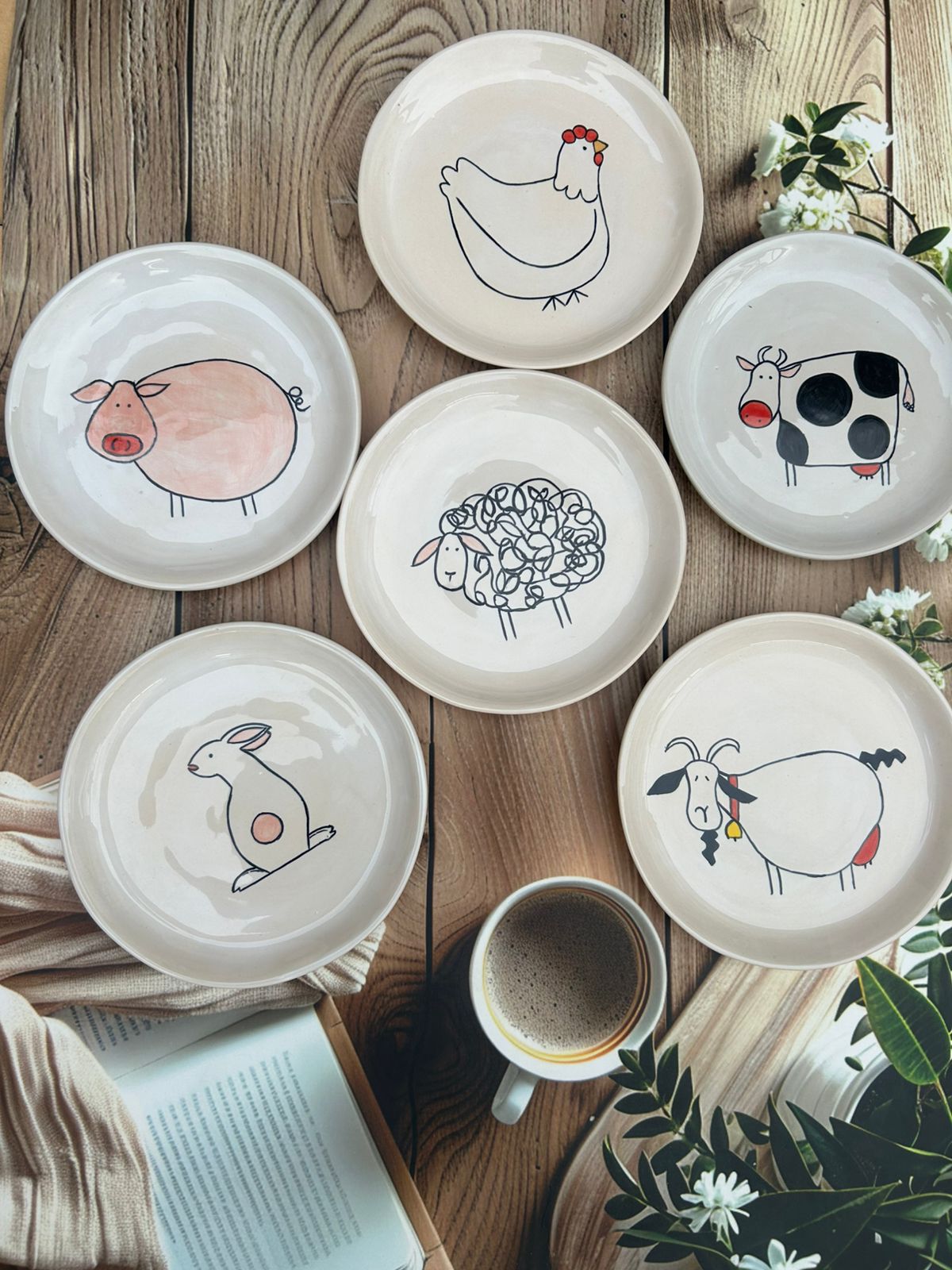 Ceramic Plate with Cute Rabbit Design