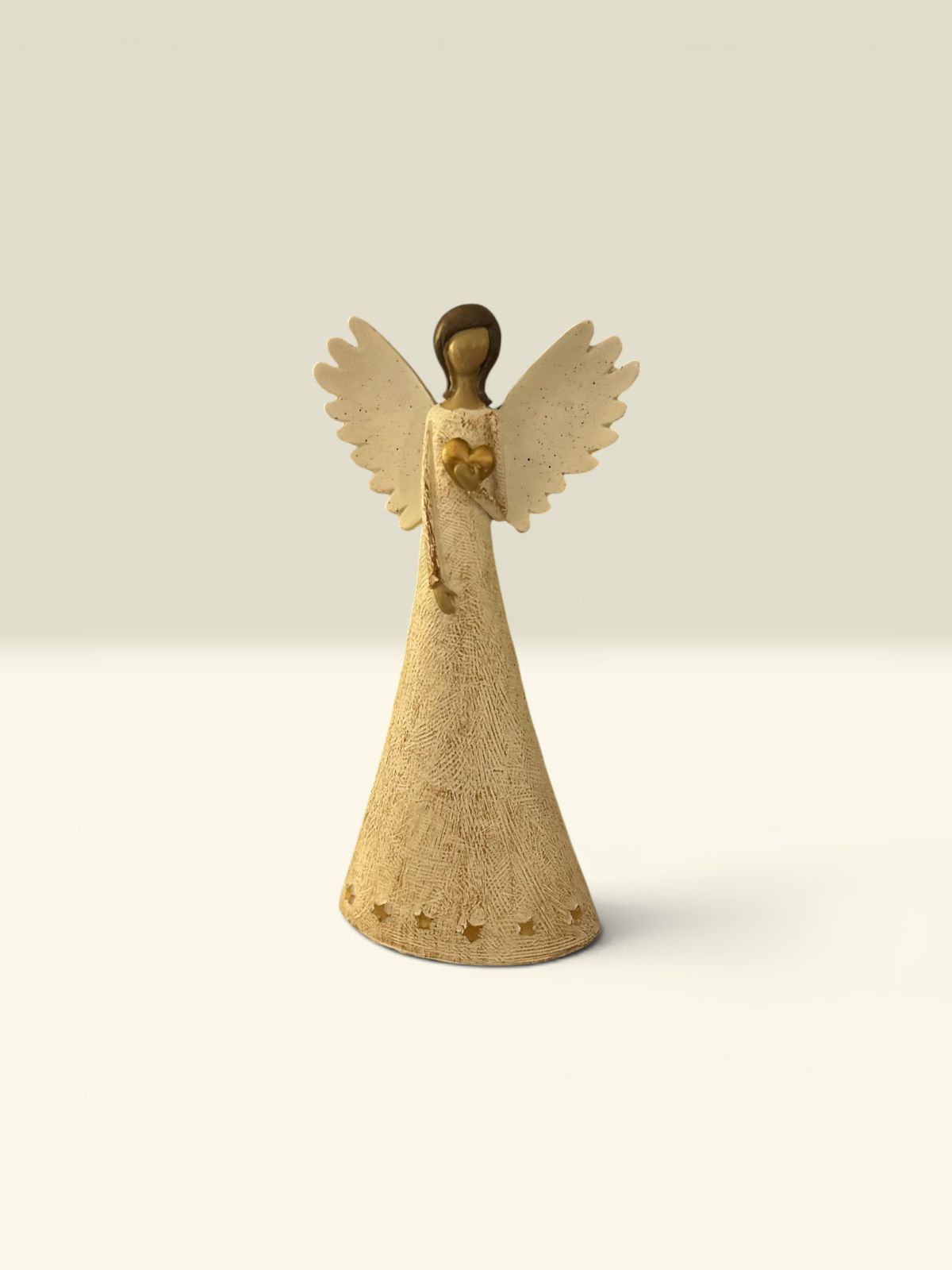 Elegant Angel with Heart Figurine – Resin & Wood Dust Decorative Showpiece – 10 Inch