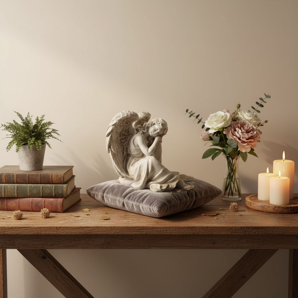 Calm Resting Angel Sculpture – Premium Resin Décor (8.5 Inch)
