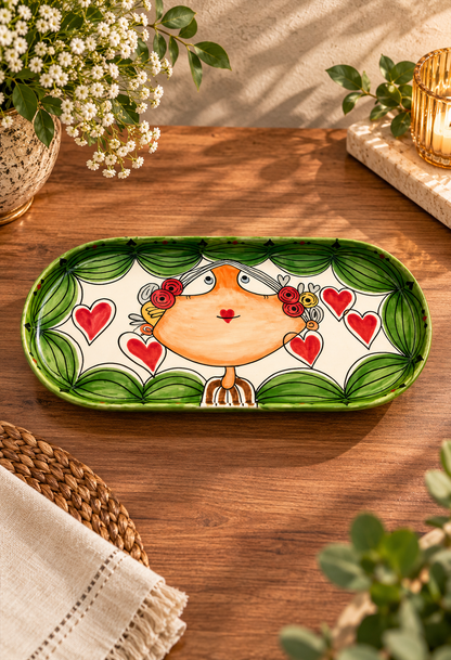 Handmade Hand-Painted Ceramic Large Serving Platter